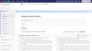 
                            6. change to code of ethics (a70ea5fc) · Commits · GitLab.com / people ...