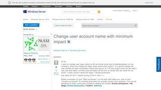 
                            10. Change user account name with minimum impact - Microsoft