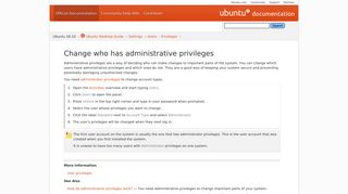 
                            8. Change who has administrative privileges - Ubuntu Documentation