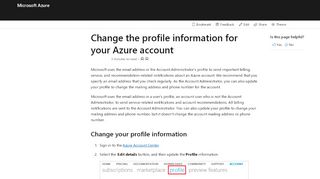 
                            13. Change your Azure account profile information | Microsoft Docs