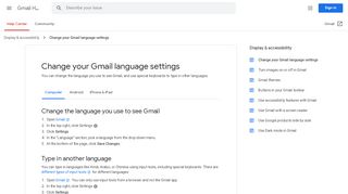 
                            1. Change your Gmail language settings - Computer - Gmail Help