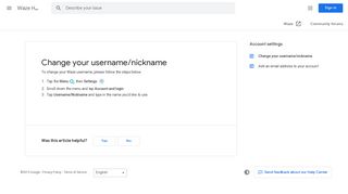 
                            11. Change your username/nickname - Waze Help - Google Support