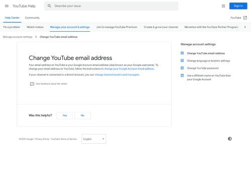 
                            2. Change YouTube email address - YouTube Help - Google Support