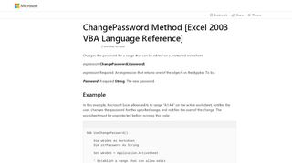 
                            11. ChangePassword Method [Excel 2003 VBA Language Reference ...