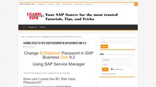
                            1. Change/Reset B1Site User Password in SAP Business One 9.2 - SAP ...