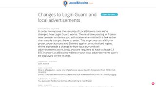 
                            4. Changes to Login Guard and local advertisements | Localbitcoins - Muut