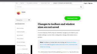 
                            12. Changes to toolbars and window sizes are not saved | Firefox Help