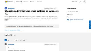 
                            10. Changing administrator email address on windows 10. - Microsoft ...