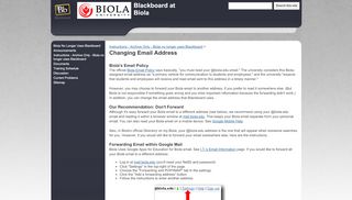 
                            5. Changing Email Address - Blackboard at Biola - Google Sites