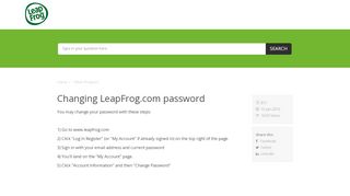 
                            9. Changing LeapFrog.com password - leapfrog