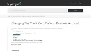 
                            9. Changing the credit card on your business account – SugarSync ...