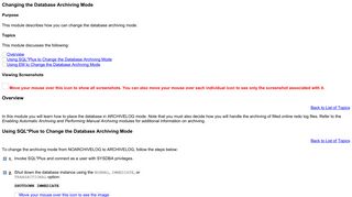 
                            4. Changing the Database Archiving Mode - Oracle