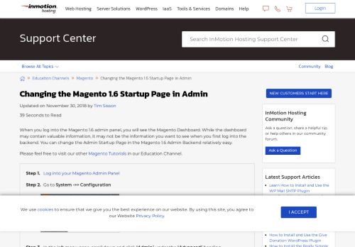 
                            9. Changing the Magento 1.6 Startup Page in Admin | InMotion Hosting