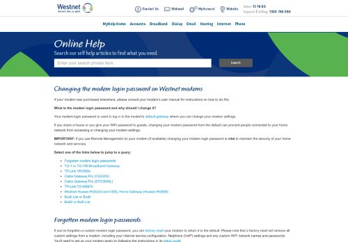 
                            10. Changing the modem login password on Westnet modems | MyHelp