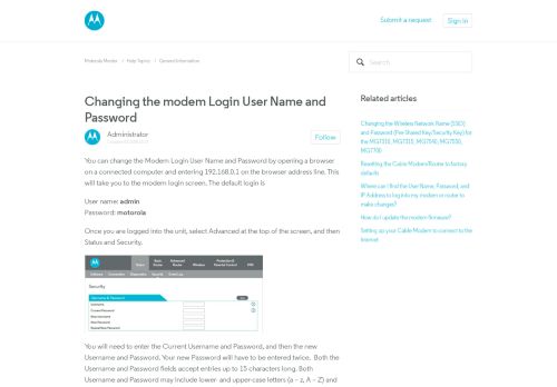 
                            2. Changing the modem Login User Name and Password – Motorola ...