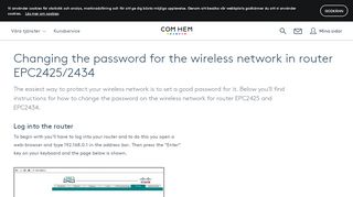 
                            2. Changing the password for the wireless network in router ... - ComHem