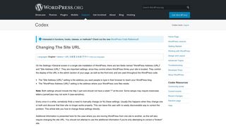 
                            11. Changing The Site URL « WordPress Codex
