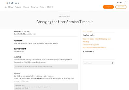 
                            1. Changing the User Session Timeout | Tableau Software