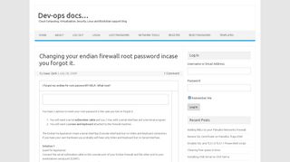 
                            8. Changing your endian firewall root password incase you forgot it ...