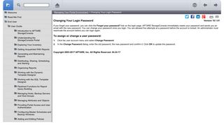 
                            7. Changing Your Login Password Version 10.1.01 - APTARE