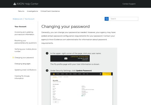 
                            8. Changing your password – Axon Help Center