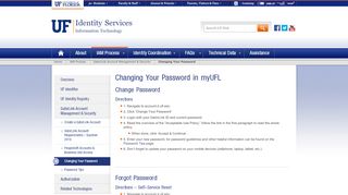 
                            7. Changing Your Password » Identity Services » University of Florida