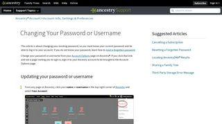 
                            2. Changing Your Password or Username - Ancestry Support