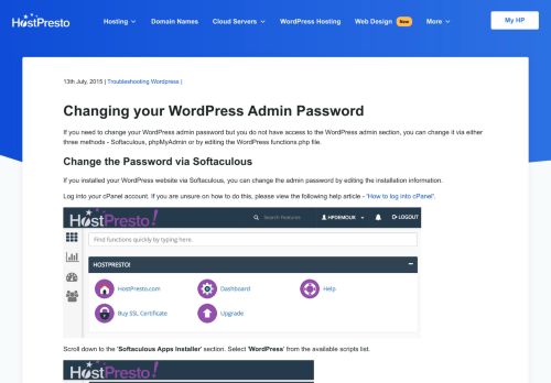 
                            8. Changing your Wordpress Admin Password - HostPresto!