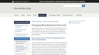 
                            9. Changing/Resetting Your Password | HarvardKey Help