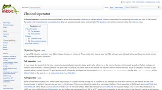 
                            5. Channel operator - Mibbit Wiki