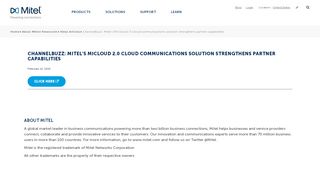 
                            10. ChannelBuzz: Mitel's MiCloud 2.0 cloud communications solution ...