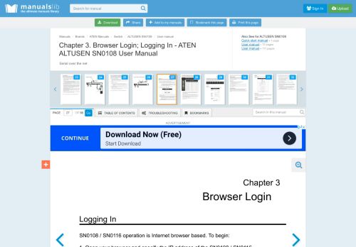 
                            9. Chapter 3. Browser Login; Logging In - Aten ALTUSEN SN0108 User ...