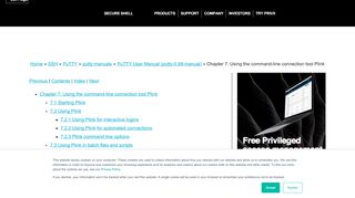 
                            11. Chapter 7: Using the command-line connection tool Plink - SSH.COM