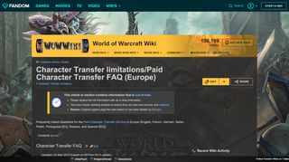 
                            10. Character Transfer limitations/Paid Character Transfer FAQ (Europe ...