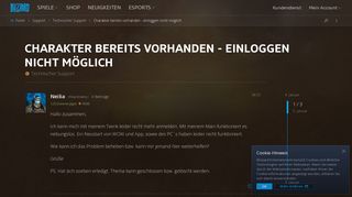 
                            6. Charakter bereits vorhanden - einloggen nicht möglich ...