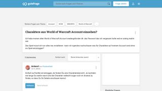 
                            5. Charaktere aus World of Warcraft Account einsehen? (MMORPG, WOW ...