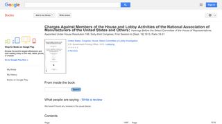 
                            10. Charges Against Members of the House and Lobby Activities of the ...