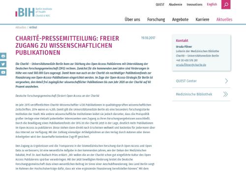 
                            9. Charité-Pressemitteilung: Freier Zugang zu wissenschaftlichen ...