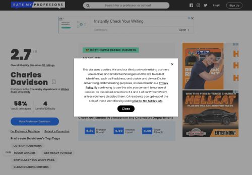 
                            9. Charles Davidson at Weber State University - RateMyProfessors.com