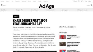 
                            12. Chase Debuts First Spot Featuring Apple Pay | Digital - Ad Age