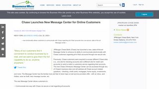 
                            8. Chase Launches New Message Center for Online ... - Business Wire