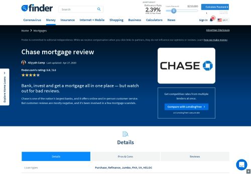
                            11. Chase mortgage loans review February 2019 | finder.com