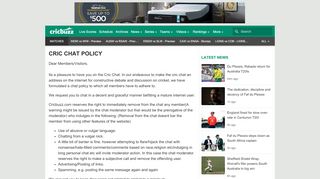 
                            3. Chat Policy | Cricbuzz.com