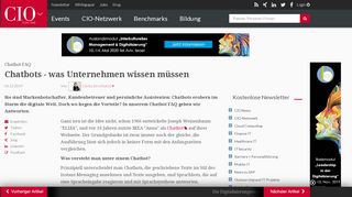 
                            11. Chatbot FAQ: Chatbots - was Unternehmen wissen müssen - cio.de