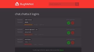 
                            5. chat.chatta.it passwords - BugMeNot