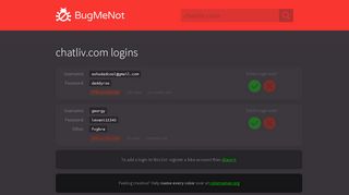 
                            3. chatliv.com passwords - BugMeNot