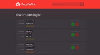 
                            2. chatlive.com passwords - BugMeNot