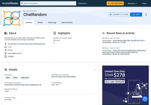 
                            5. ChatRandom | Crunchbase