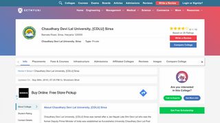 
                            11. Chaudhary Devi Lal University, [CDLU] Sirsa - Courses, Fees ...