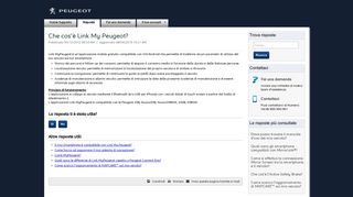 
                            8. Che cos'è Link My Peugeot? - Servizio Relazione Clienti